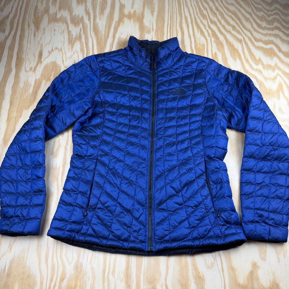 The North Face Womens Thermoball Insulated Puffer Jacket Blue M Quilted Full Zip